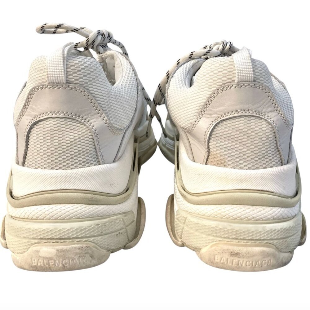 BALENCIAGA Triple S Sneakers Size 13 534217 Mesh Leather Designer White & Gray - Picture 11 of 15